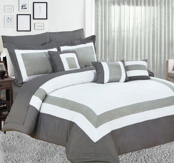 10 piece comforter and sheets set king charcoal - Next Deals AU