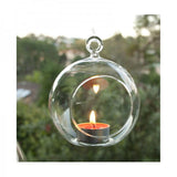 10 x Hanging Clear Glass Ball Tealight Candle Holder  - 8cm Diameter / High - Wedding Globe Decoration Terrarium Succulent Plant Mini Garden Holder Decor Craft Gift - Next Deals AU