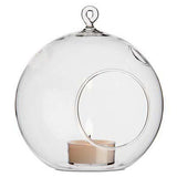 10 x Hanging Clear Glass Ball Tealight Candle Holder  - 8cm Diameter / High - Wedding Globe Decoration Terrarium Succulent Plant Mini Garden Holder Decor Craft Gift - Next Deals AU
