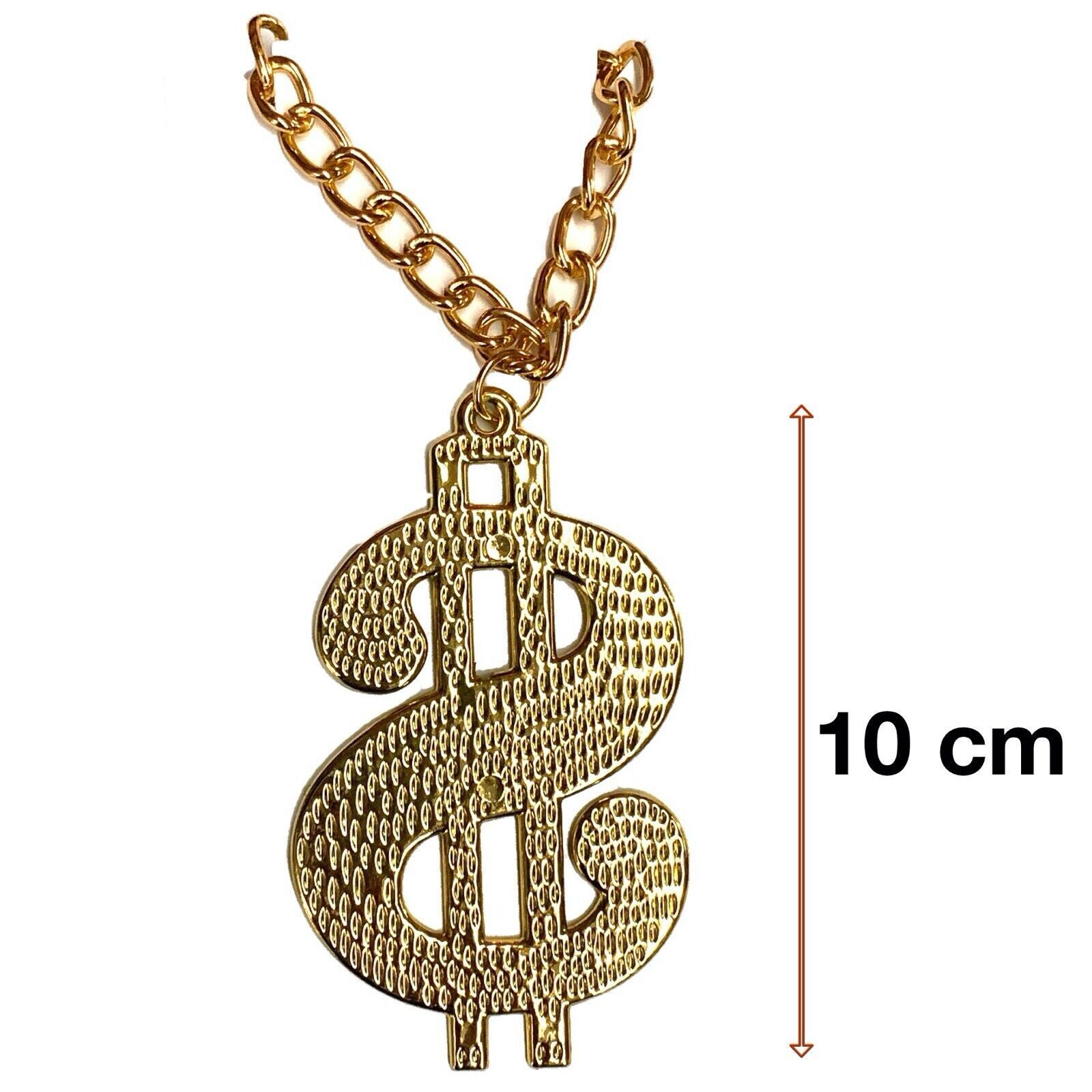 10cm Big Daddy Gold Chain Chunky Necklace Rapper 90s Hip Hop Fake $ Dollar Sign - Next Deals AU
