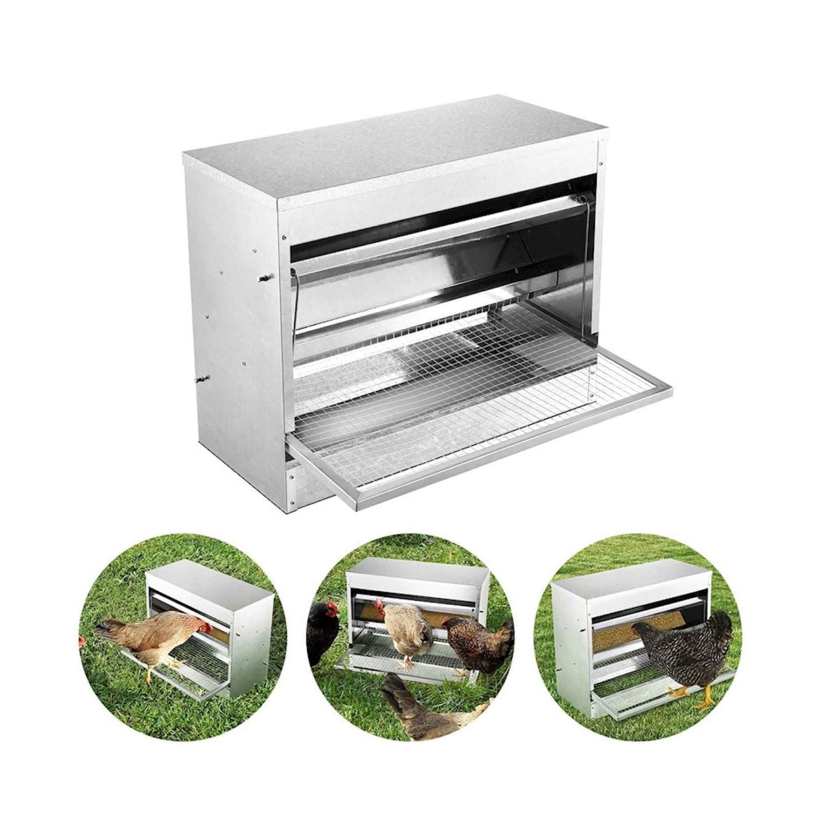 10kg Automatic Chook Chicken Feeder Poultry Auto Treadle Galvanised Metal Coop - Next Deals AU