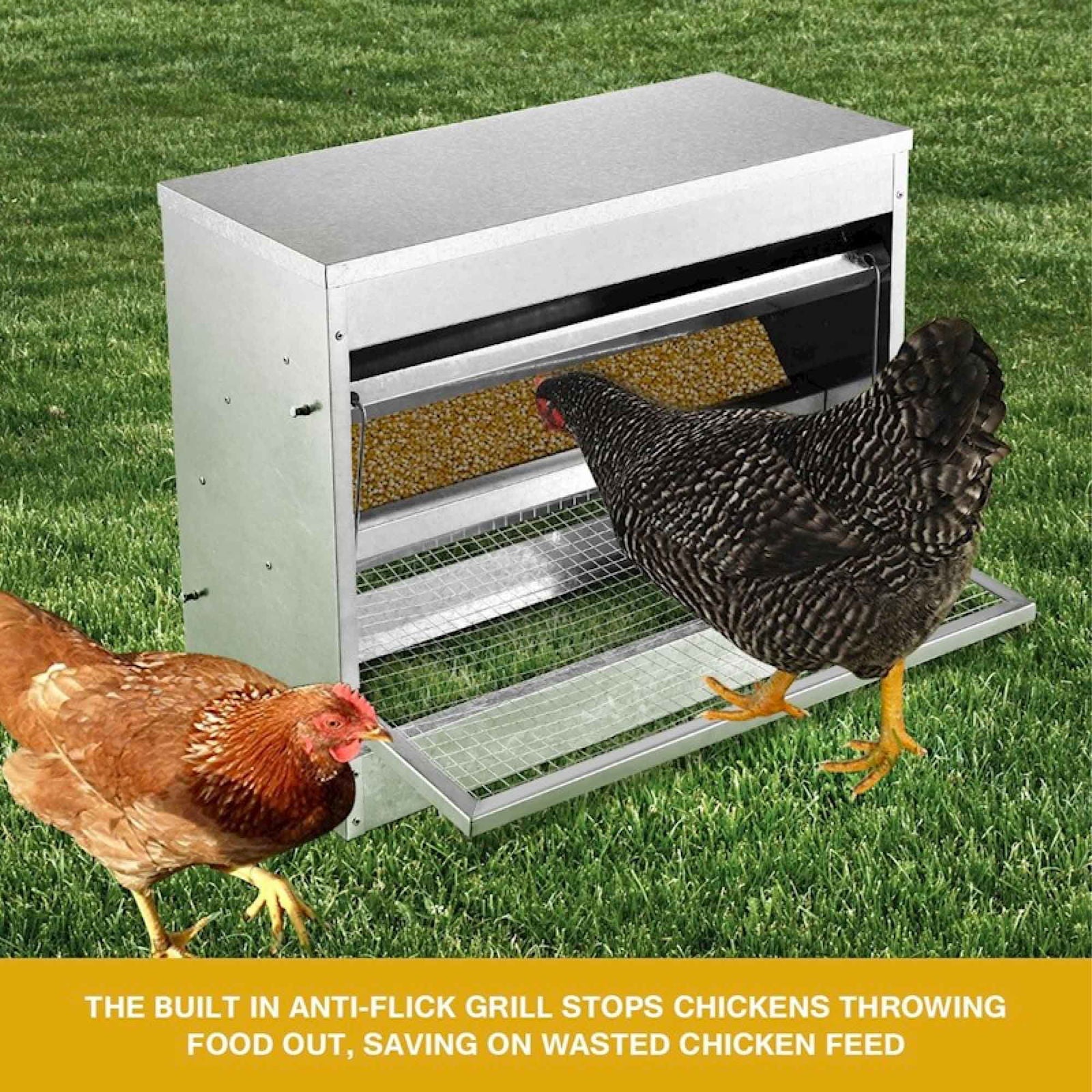 10kg Automatic Chook Chicken Feeder Poultry Auto Treadle Galvanised Metal Coop - Next Deals AU