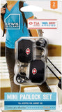 1 Pack of 2 Lewis N. Clark TSA Key Locks Luggage Travel Padlock Keyed - Black - Next Deals AU