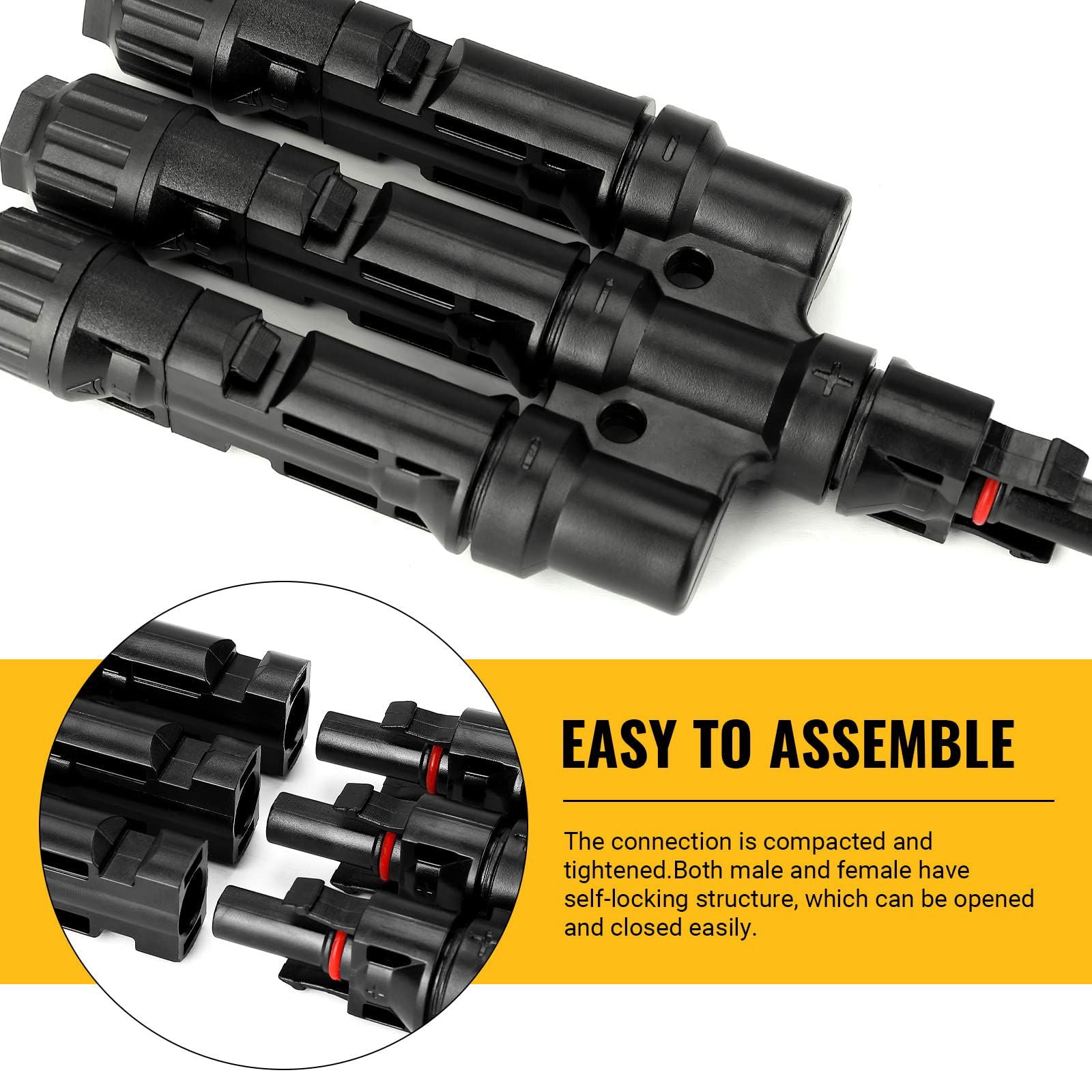 1 Pair 3 To 1 3 branch Waterproof T Branch Cable Connectors Solar PV Panel Connector Male & Female - Next Deals AU