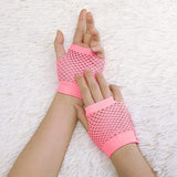 1 Pair Fishnet Gloves Fingerless Wrist Length 70s 80s Costume Party - Light Pink - Next Deals AU