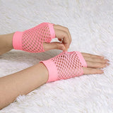 1 Pair Fishnet Gloves Fingerless Wrist Length 70s 80s Costume Party - Light Pink - Next Deals AU
