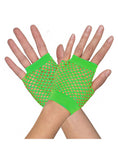 1 Pair Fishnet Gloves Fingerless Wrist Length 70s 80s Costume Party - Neon Green - Next Deals AU