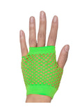 1 Pair Fishnet Gloves Fingerless Wrist Length 70s 80s Costume Party - Neon Green - Next Deals AU
