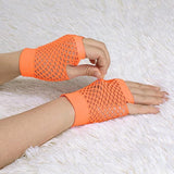 1 Pair Fishnet Gloves Fingerless Wrist Length 70s 80s Costume Party - Orange - Next Deals AU