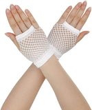 1 Pair Fishnet Gloves Fingerless Wrist Length 70s 80s Costume Party Dance -White - Next Deals AU