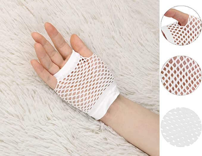 1 Pair Fishnet Gloves Fingerless Wrist Length 70s 80s Costume Party Dance -White - Next Deals AU