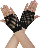 1 Pair Fishnet Gloves Fingerless Wrist Length 70s 80s Costume Party Dance - Black - Next Deals AU