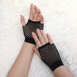 1 Pair Fishnet Gloves Fingerless Wrist Length 70s 80s Costume Party Dance - Black - Next Deals AU