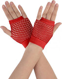 1 Pair Fishnet Gloves Fingerless Wrist Length 70s 80s Costume Party Dance - Red - Next Deals AU