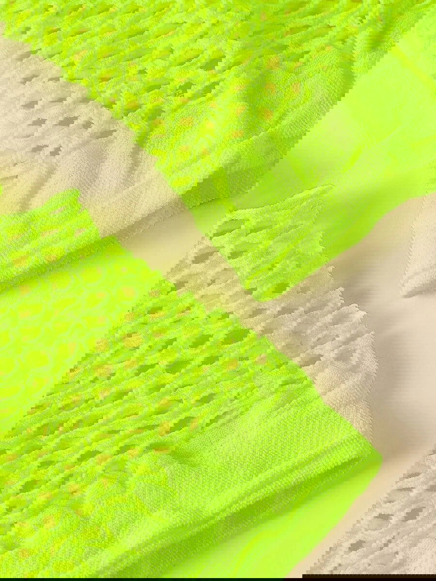 1 Pair Fishnet Gloves Fingerless Wrist Length Costume Party Dance - Fluro Yellow - Next Deals AU