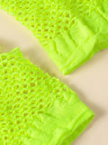 1 Pair Fishnet Gloves Fingerless Wrist Length Costume Party Dance - Fluro Yellow - Next Deals AU