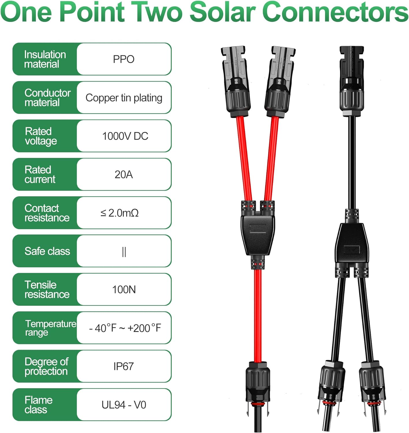 1 Pair Solar Connector Y Branch Parallel Adapter Cable Solar Panel Connectors Wire Plug Solar Panel - Next Deals AU