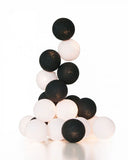 1 Set of 20 LED Black White 5cm Cotton Ball Battery Powered String Lights Xmas Gift Home Wedding Party Bedroom Decoration Outdoor Indoor Table Centrepiece - Next Deals AU