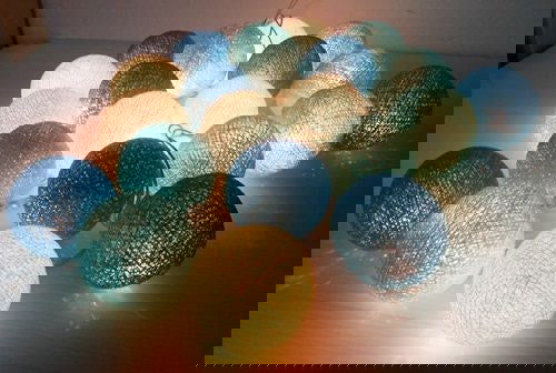 1 Set of 20 LED Blue 5cm Cotton Ball Battery Powered String Lights Christmas Gift Home Wedding Party Boys Bedroom Decoration Indoor Table Centrepiece - Next Deals AU