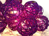 1 Set of 20 LED Cassis Purple 5cm Rattan Cane Ball Battery Powered String Lights Christmas Gift Home Wedding Party Bedroom Decoration Table Centrepiece - Next Deals AU