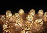 1 Set of 20 LED Cream White 5cm Rattan Cane Ball Battery Powered String Lights Christmas Gift Home Wedding Party Bedroom Decoration Table Centrepiece - Next Deals AU
