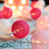 1 Set of 20 LED Pink 5cm Cotton Ball Battery Powered String Lights Christmas Gift Home Wedding Party Girl Bedroom Decoration Outdoor Indoor Table - Next Deals AU