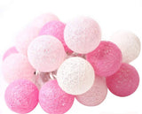 1 Set of 20 LED Pink 5cm Cotton Ball Battery Powered String Lights Christmas Gift Home Wedding Party Girl Bedroom Decoration Outdoor Indoor Table - Next Deals AU
