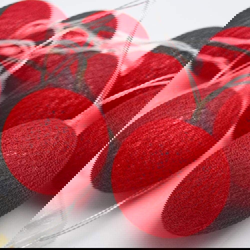 1 Set of 20 LED Red 5cm Cotton Ball Battery Powered String Lights Christmas Gift Home Wedding Party Bedroom Decoration Outdoor Indoor Table Centrepiece - Next Deals AU