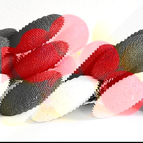 1 Set of 20 LED Red White 5cm Cotton Ball Battery String Lights Christmas Gift Home Wedding Party Bedroom Decoration Outdoor Indoor Table Centrepiece - Next Deals AU