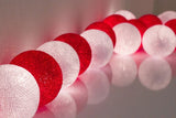 1 Set of 20 LED Red White 5cm Cotton Ball Battery String Lights Christmas Gift Home Wedding Party Bedroom Decoration Outdoor Indoor Table Centrepiece - Next Deals AU