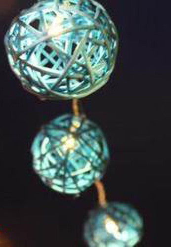 1 Set of 20 LED Turquoise 5cm Rattan Cane Ball Battery Powered String Lights Christmas Gift Home Wedding Party Bedroom Decoration Table Centrepiece - Next Deals AU