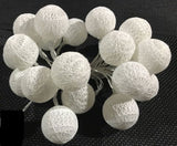 1 Set of 20 LED White 5cm Cotton Ball Battery Powered String Lights Christmas Gift Home Wedding Party Bedroom Decoration Outdoor Indoor Table Centrepiece - Next Deals AU