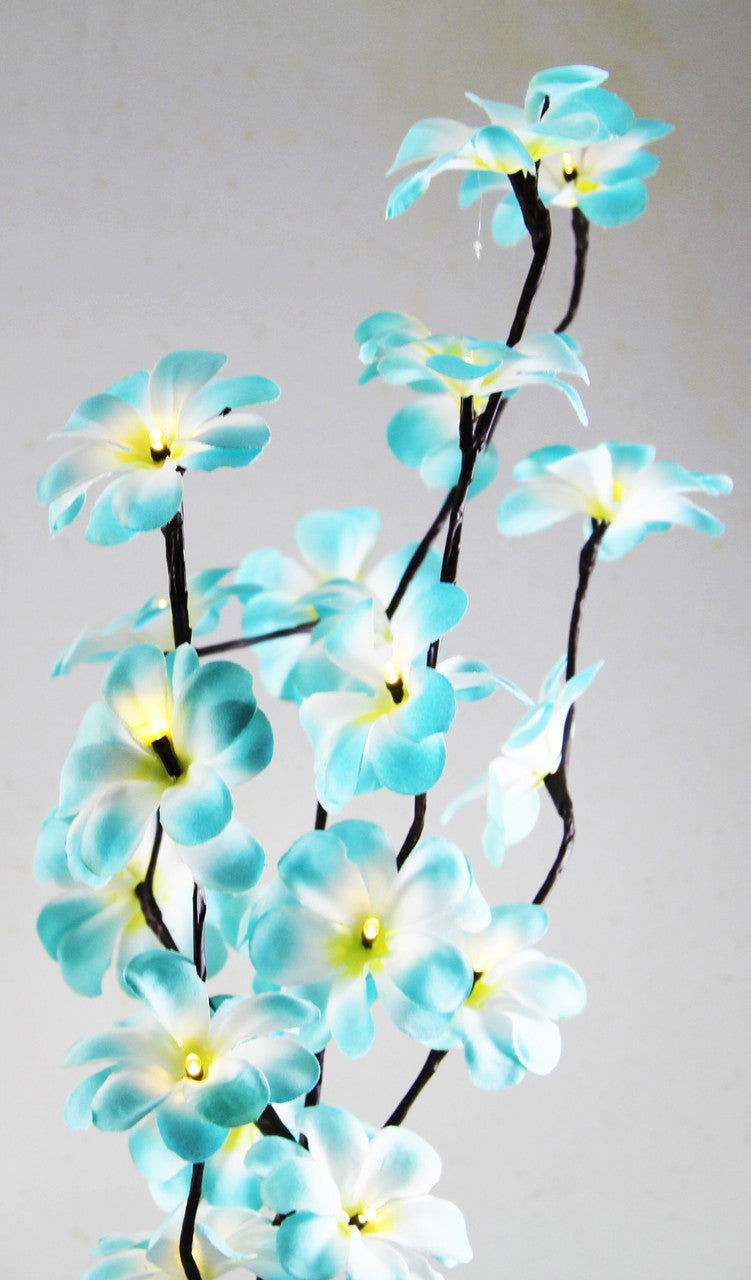 1 Set of 50cm H 20 LED Blue Frangipani Tree Branch Stem Fairy Light Wedding Event Party Function Table Vase Centrepiece Tropical Decoration - Next Deals AU