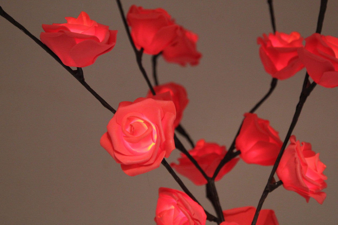 1 Set of 50cm H 20 LED Red Rose Tree Branch Stem Fairy Light Wedding Event Party Function Table Vase Centrepiece Decoration - Next Deals AU