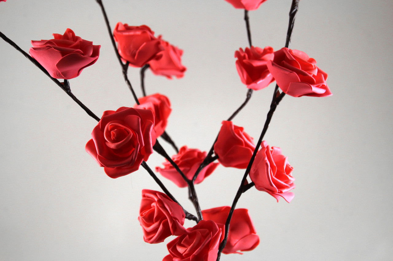 1 Set of 50cm H 20 LED Red Rose Tree Branch Stem Fairy Light Wedding Event Party Function Table Vase Centrepiece Decoration - Next Deals AU