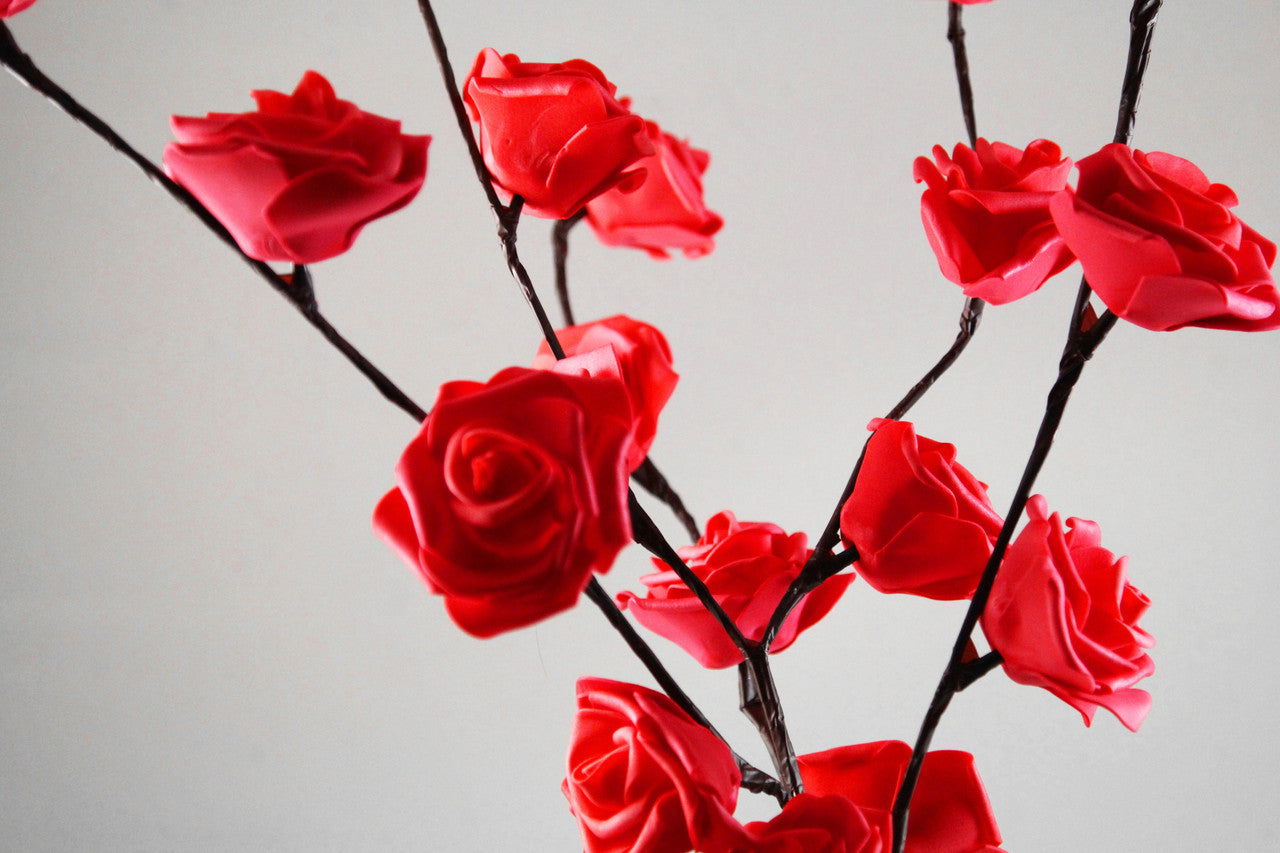 1 Set of 50cm H 20 LED Red Rose Tree Branch Stem Fairy Light Wedding Event Party Function Table Vase Centrepiece Decoration - Next Deals AU