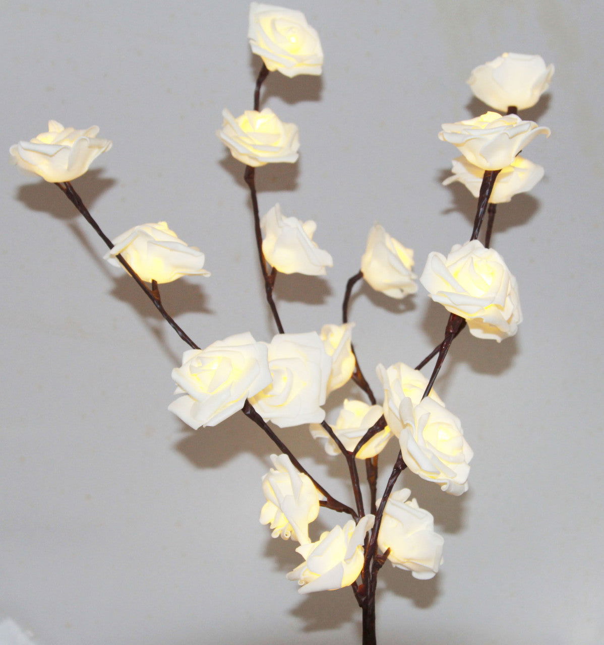 1 Set of 50cm H 20 LED White Rose Tree Branch Stem Fairy Light Wedding Event Party Function Table Vase Centrepiece Decoration - Next Deals AU