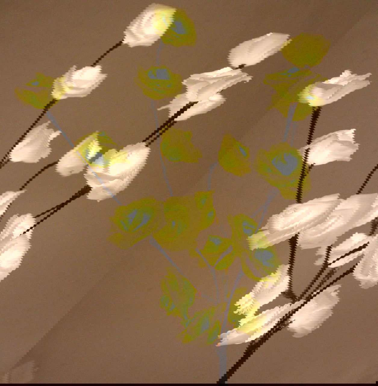 1 Set of 50cm H 20 LED White Rose Tree Branch Stem Fairy Light Wedding Event Party Function Table Vase Centrepiece Decoration - Next Deals AU