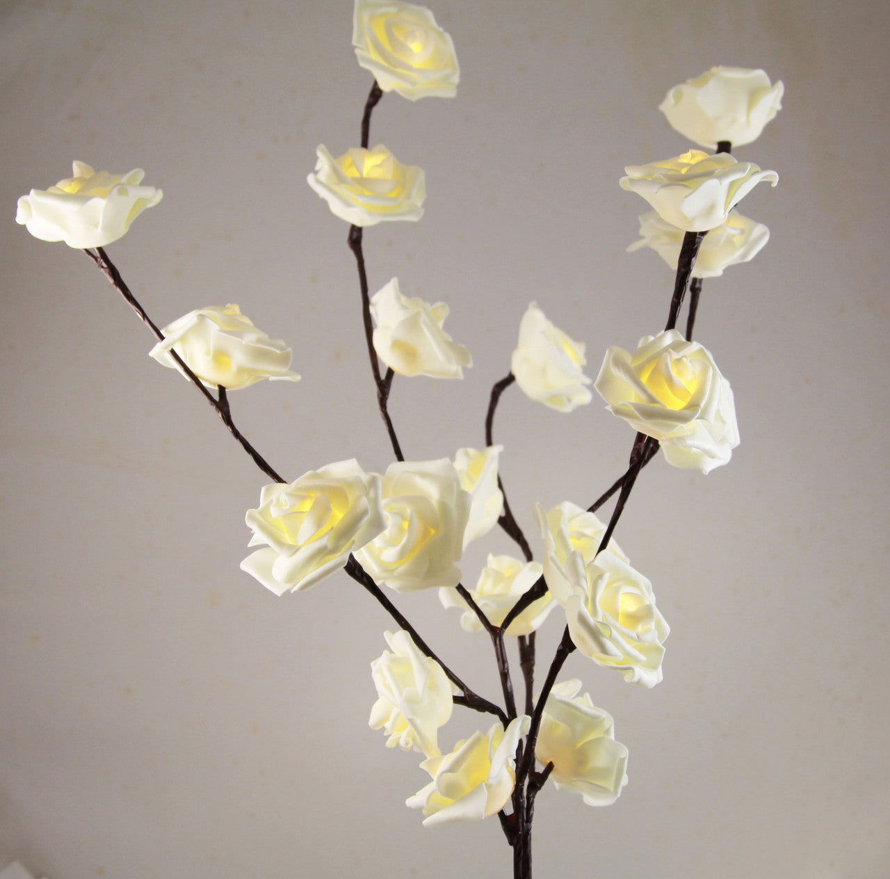 1 Set of 50cm H 20 LED White Rose Tree Branch Stem Fairy Light Wedding Event Party Function Table Vase Centrepiece Decoration - Next Deals AU