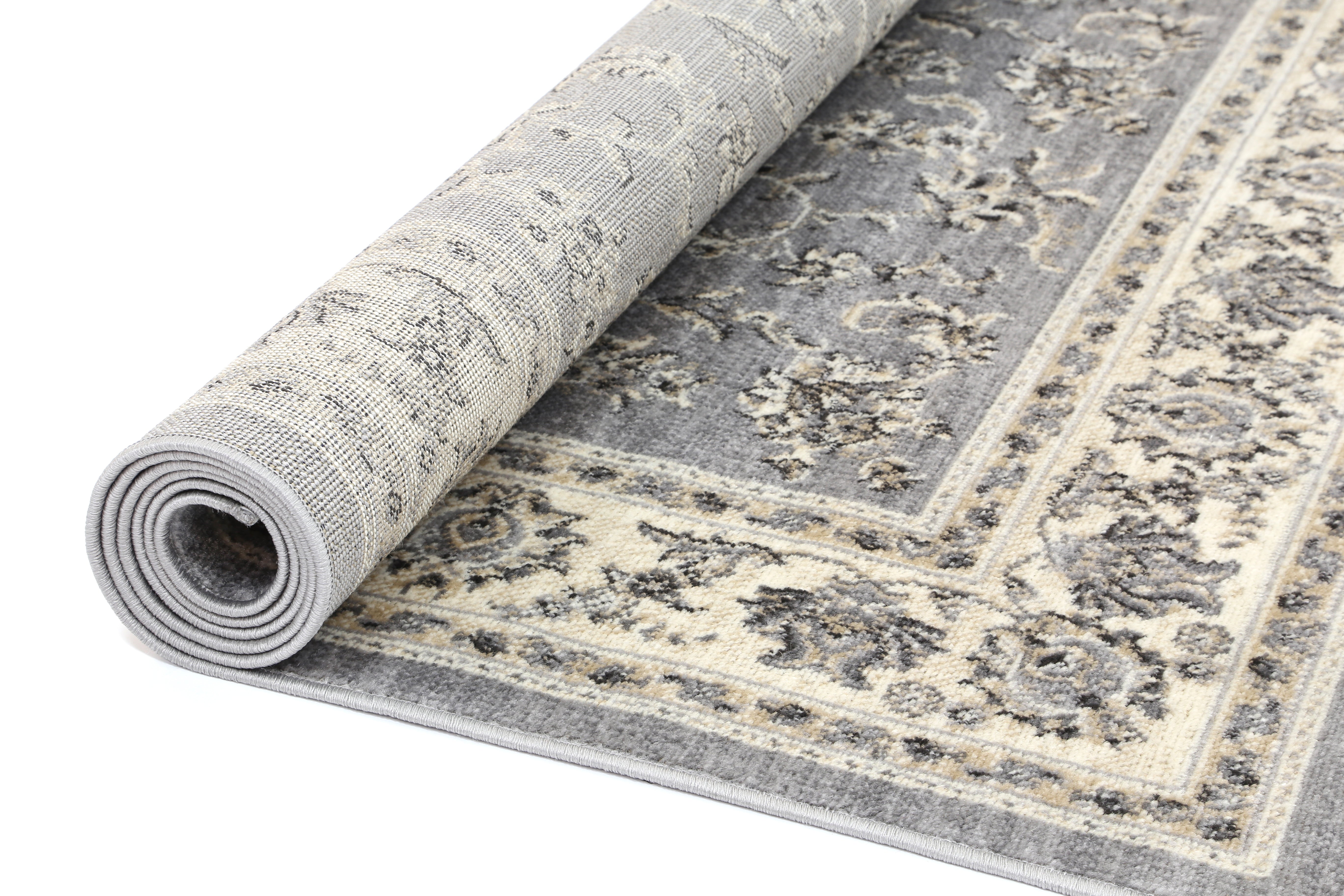Arya Grey Cream Border Rug