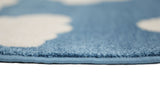 Piccolo Blue and White Cloud Kids Round Rug