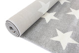 Piccolo Light Grey and White Stars Kids Rug