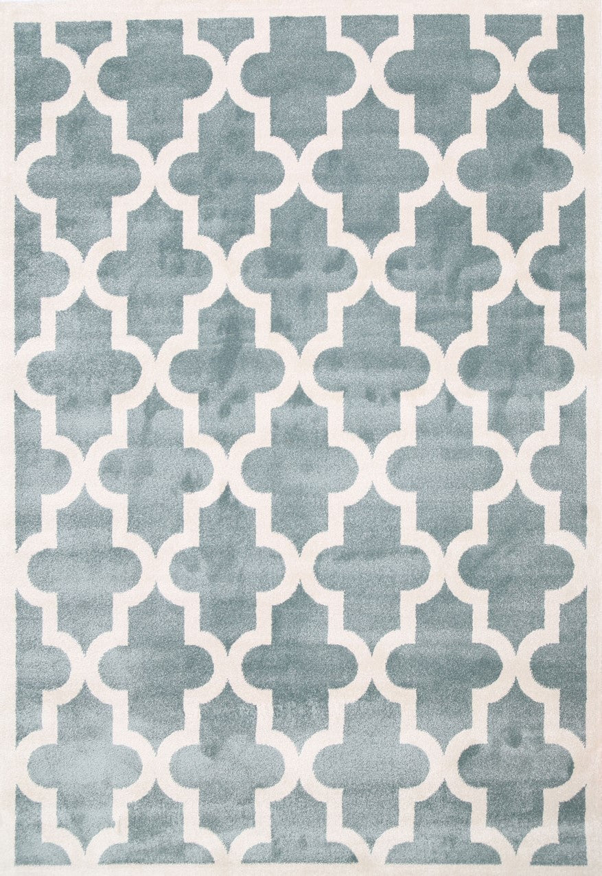 Piccolo Aqua White Lattice Pattern Kids Rug