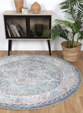 Salsa Maykel Blue & Terracotta Transitional Round Rug