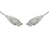 8WARE USB 2.0 Cable 2m A to A Male to Male Transparent