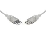 8WARE USB 2.0 Extension Cable 5m A to A Male to Female Transparent Metal Sheath Cable