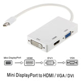 ASTROTEK 3 in1 Thunderbolt Mini DP Display Port to HDMI DVI VGA Adapter Cable for MacBook Air/Pro 32AWG OD5.0MM, Gold plated, White CB8W-GC-MDPDHV