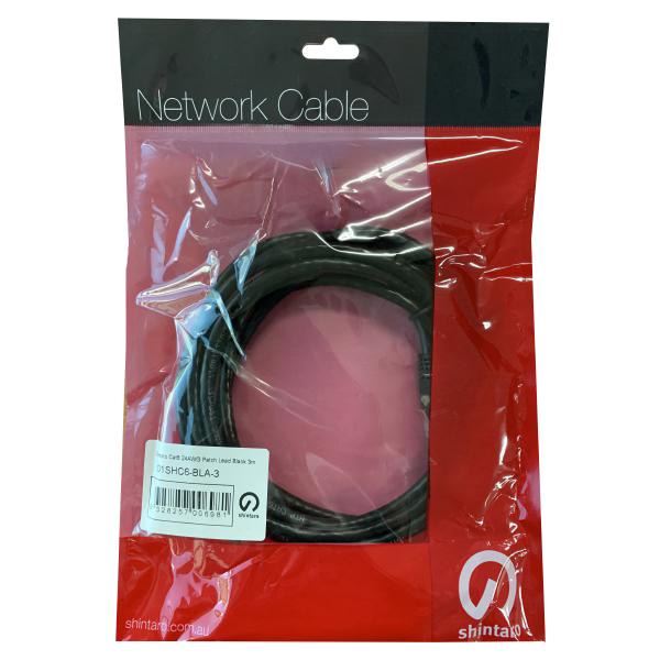 Shintaro Cat6 24 AWG Patch Lead Black 20m