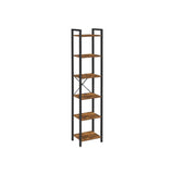 6-Tier Rustic Bookshelf, Brown & Black