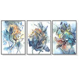 Wall Art 40cmx60cm Watercolor Style Abstract Flower 3 Sets Black Frame Canvas